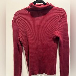 J crew women turtle neck basic sweater size large red 100% cotton